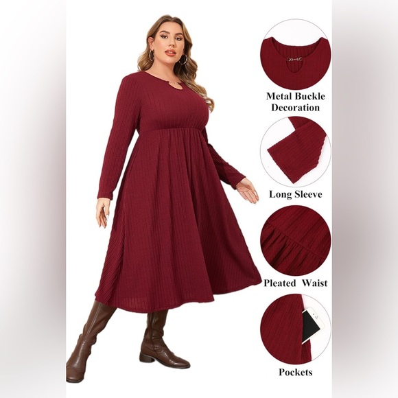 NEW -3XL Elegant Burgundy Dress
Comfortable practical and soft - Picture 3 of 6